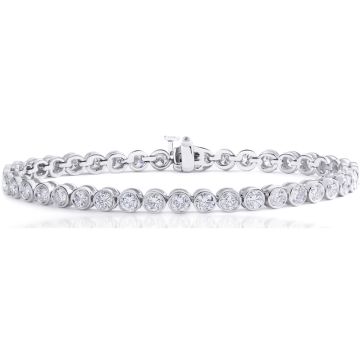 Bezel-Set Diamond Tennis Bracelet in 14K White Gold (4.10ct)