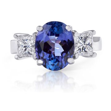 Oval Tanzanite and Diamond Ring in 14K White Gold