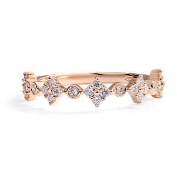 Halfway Alternating Square Diamond Stackable Ring in 18K Rose Gold (0.27ct)