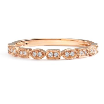 Milgrain Marquise & Square Diamond Stackable Ring in 18k Rose Gold (0.09ct)