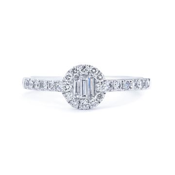 Mini Baguette Diamond Cluster Ring in 14K White Gold (0.41ct)