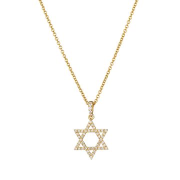 Star of David Diamond Pendant in 18k Yellow Gold (0.23ct)