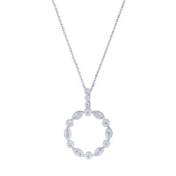 Marquise Diamond Circle Pendant in 18K White Gold (0.55ct)