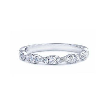 Diamond Wave Stackable Wedding Ring in 18K White Gold (0.38ct)