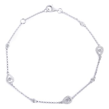 Pear Shaped Bezel Set Diamond Bracelet in 18K White Gold (0.36ct)