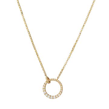 Small Diamond Open Circle with Loop Necklace in 14K Yellow Gold (0.21ct)