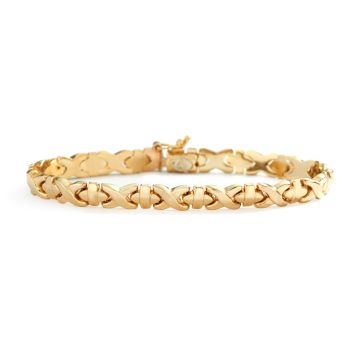 Fancy X and Oval Link Bracelet in 14K Yellow Gold