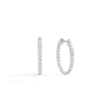 Medium Oval In and Out Diamond Hoop Earrings in 18K Gold