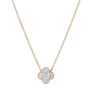 Petite Diamond Clover Necklace in 18K Rose Gold (0.44ct)