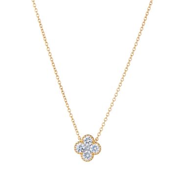 Petite Diamond Clover Necklace in 18K Yellow Gold (0.44ct)
