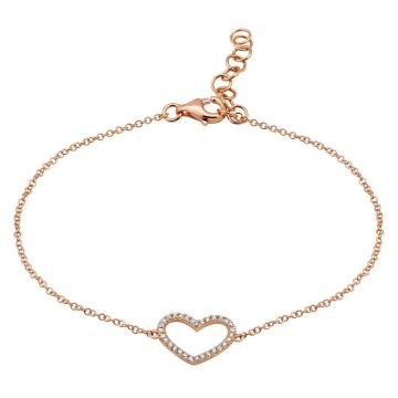 Open Mini Heart Diamond Bracelet in 14K Rose Gold (0.09ct)