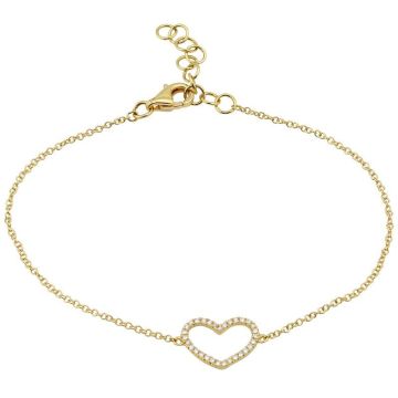 Open Mini Heart Diamond Bracelet in 14K Yelllow Gold (0.09ct)