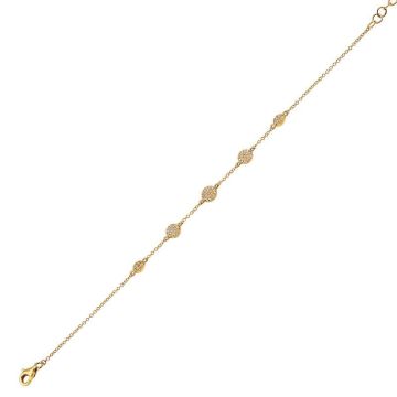 Mini Pave Diamond Disc Station Bracelet in 14K Yellow Gold (0.17ct)
