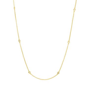 Petite Milgrain Bezel Set Diamond by the Yard Necklace in 14K Yellow Gold