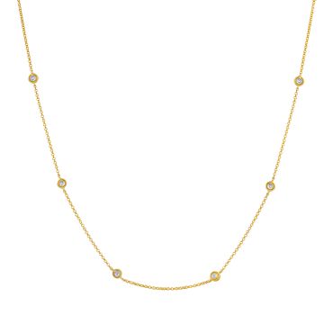 Two-Tone Milgrain Petite Diamond by the Yard Necklace in 14K Yellow and White Gold (0.06ct)