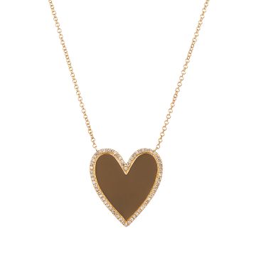 Glossy Diamond Halo Heart Necklace in 14K Yellow Gold (0.19ct)