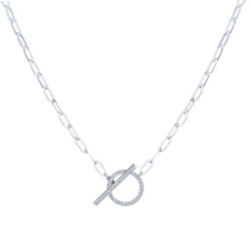Diamond Circle Paperclip Chain Necklace in 14K Gold (0.11ct)