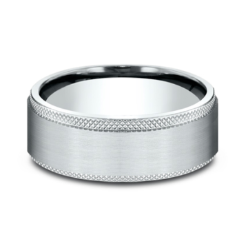 Men's Comfort-Fit Knurled Edge Wedding Band in Platinum (8mm)