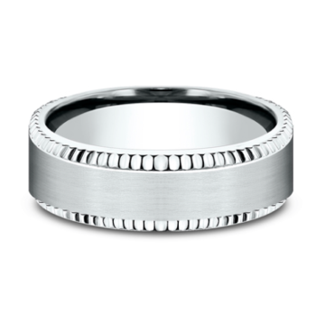 Men's Comfort-Fit Coin Edge Satin Matte Platinum Wedding Band (7mm)