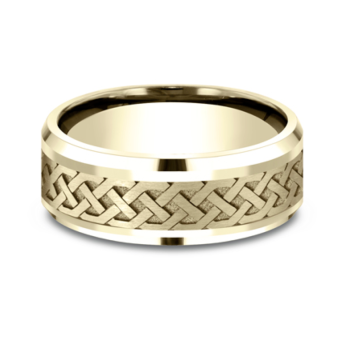 Men's Comfort Fit Celtic Knot Wedding Band in 14k Yellow Gold (8mm)