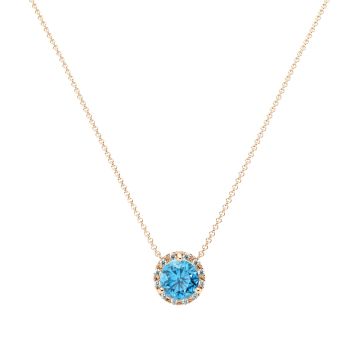 Blue Topaz and Diamond Halo Pendant in 14k Yellow Gold (8.3mm)
