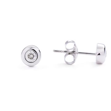 Bezel Set Diamond Studs in 14K White Gold (0.15ct)