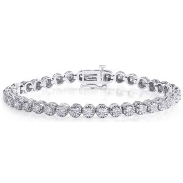Round Diamond Tennis Bracelet in 14K White Gold (4.00ct)