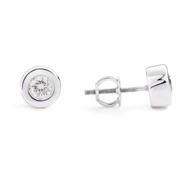 Bezel Set Diamond Studs in 14K White Gold (0.38ct)