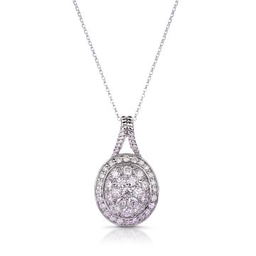 Oval Pavé Diamond Pendant in 14K White Gold (2.02ct)