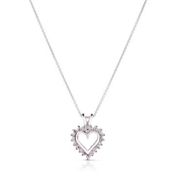Petite Diamond Heart Pendant in 14K White Gold (0.20ct)