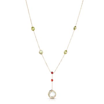 Multi-Colored Necklace in 14K Yellow Gold