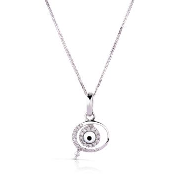 Diamond Evil Eye Pendant in 18K White Gold (0.17ct)