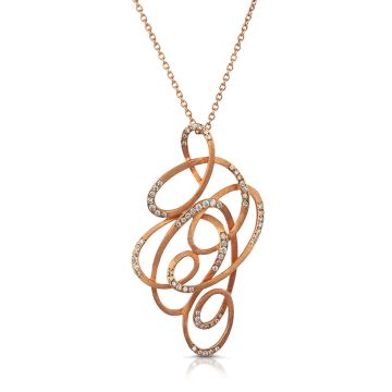 Diamond Swirl Brushed Diamond Pendant in 18K Rose Gold (0.36ct)