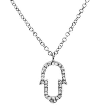 Small Open Diamond Hamsa Pendant in 14K Gold