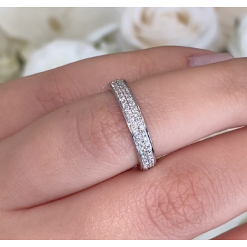 Petite Double Row Micropavé Diamond Eternity Wedding Band in 18K White Gold (1.20ct)
