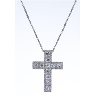 Pavé Diamond Cross Pendant in 18K White Gold (0.90ct)
