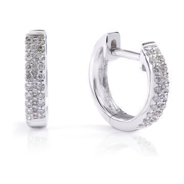 Double Row Mini Huggie Earrings in 14K White Gold (0.16ct)
