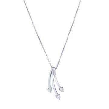 Three Stone Stardust Pendant in 14K White Gold (0.24ct)