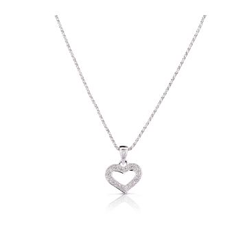 Pavé Diamond Heart Shaped Pendant in 14K White Gold (0.15ct)