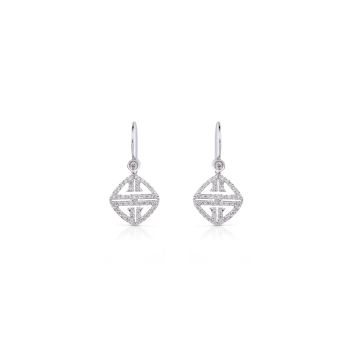 Double Row Dangle Diamond Earrings in 14K White Gold (0.45ct)