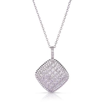 Cushion-Shaped Diamond Cluster Pendant in 14K White Gold (1.88ct)