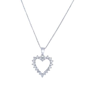 Classic Heart Diamond Pendant in 14K White Gold (1.40ct)