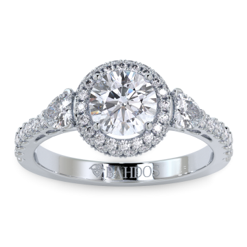 Double Heart Diamond Halo Engagement Ring