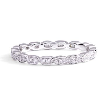 Alternating Diamond Stackable Eternity Ring in 18K White Gold (0.20ct)