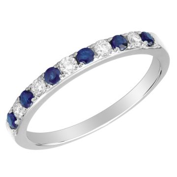 Alternating Sapphire and Diamond Ring in 14k White Gold (1.7mm)