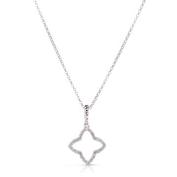 Mini Open Clover Pendant in 14K White Gold (0.06ct)