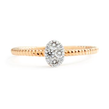 Oval Illusion Diamond Twisted Stackable Ring in 18K Rose Gold (0.19ct)