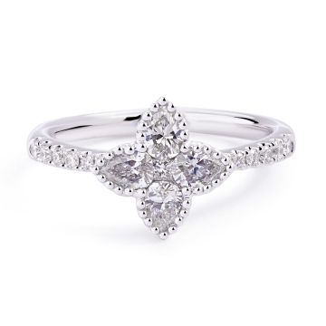 Luxe Clover Diamond Ring in 18k White Gold (0.87ct)