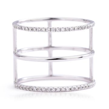 Diamond Triple Bar Ring in 14K White Gold (0.14ct)