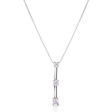 Petite Diamond Three Stone Pendant in 14k White Gold (0.30ct)